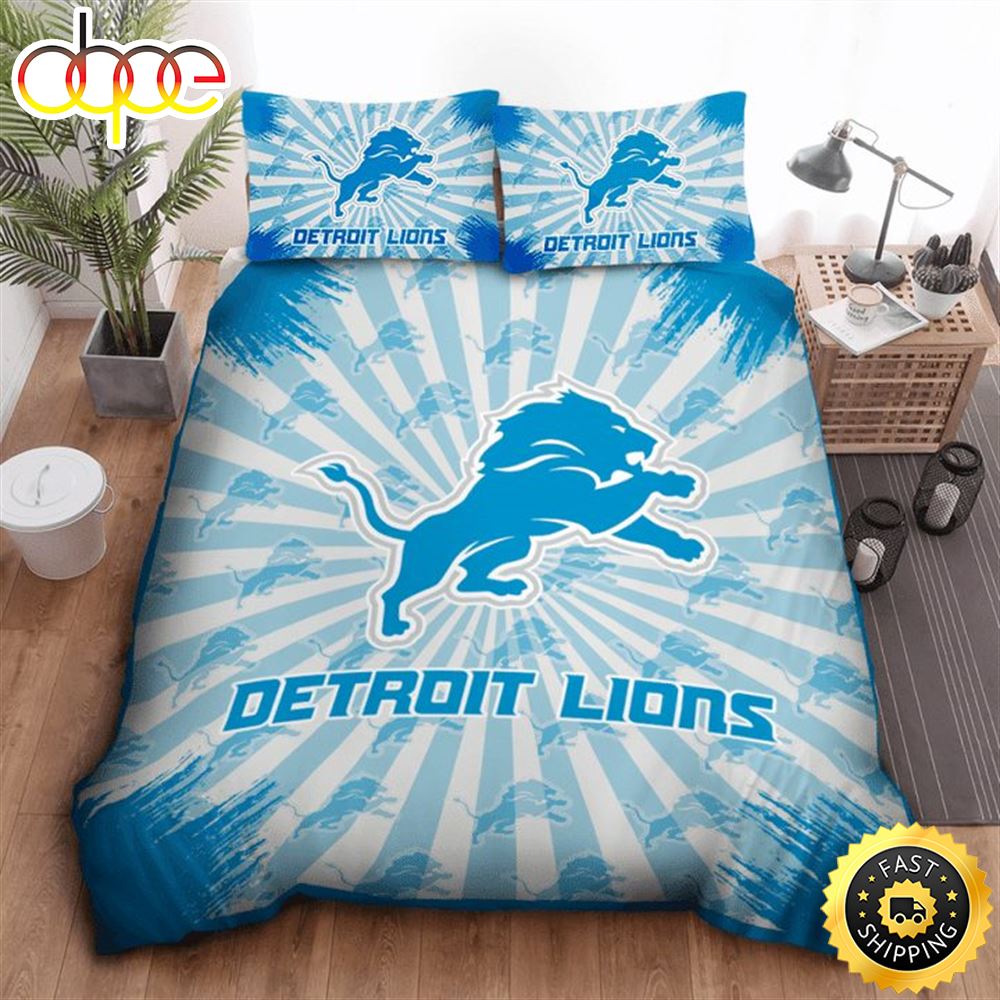 Sportswearmerch Detroit Lions NFL Light Blue Bedding Set For Fan