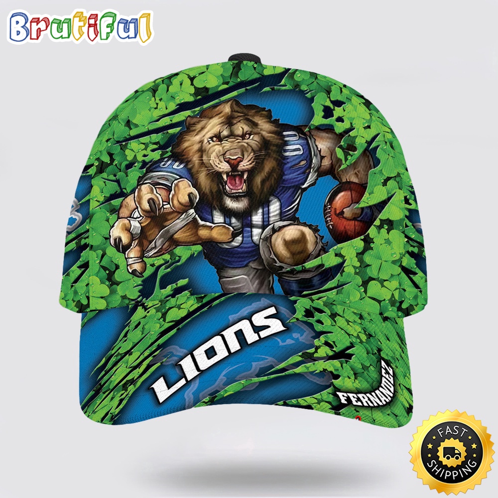 Sportswearmerch Detroit Lions NFL Mascot St Patrick Day Classic Cap For Fan