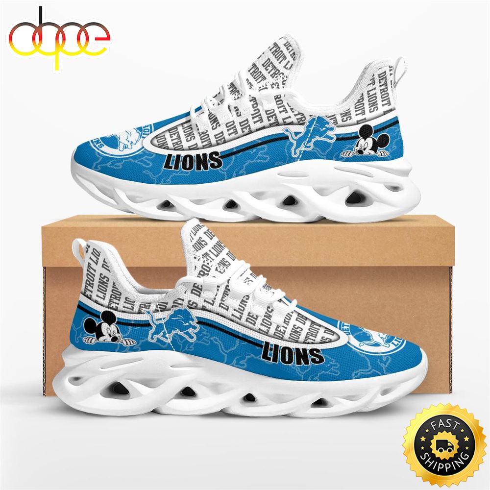 Sportswearmerch Detroit Lions NFL Mickey Mouse Max Soul Shoes Sneakers For Men And Women