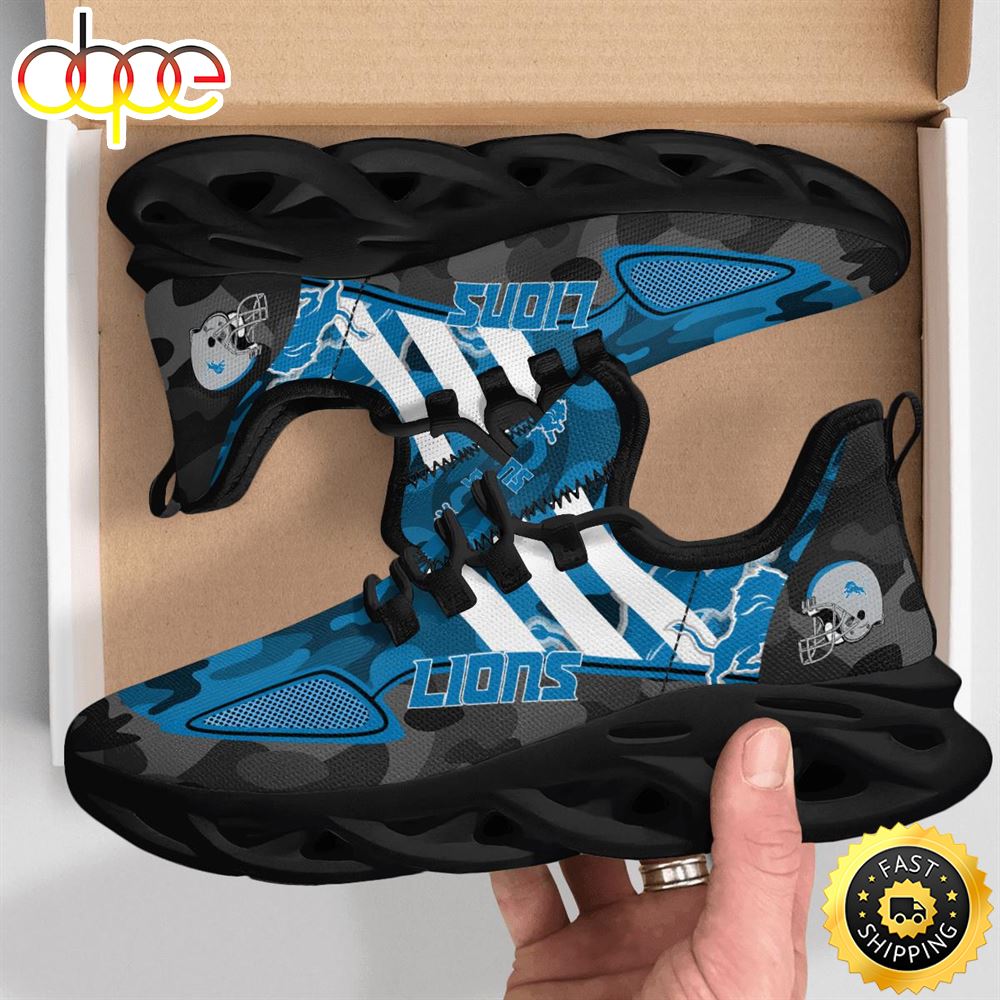 Sportswearmerch Detroit Lions NFL Military Camouflage Max Soul Shoes Sneakers For Men And Women
