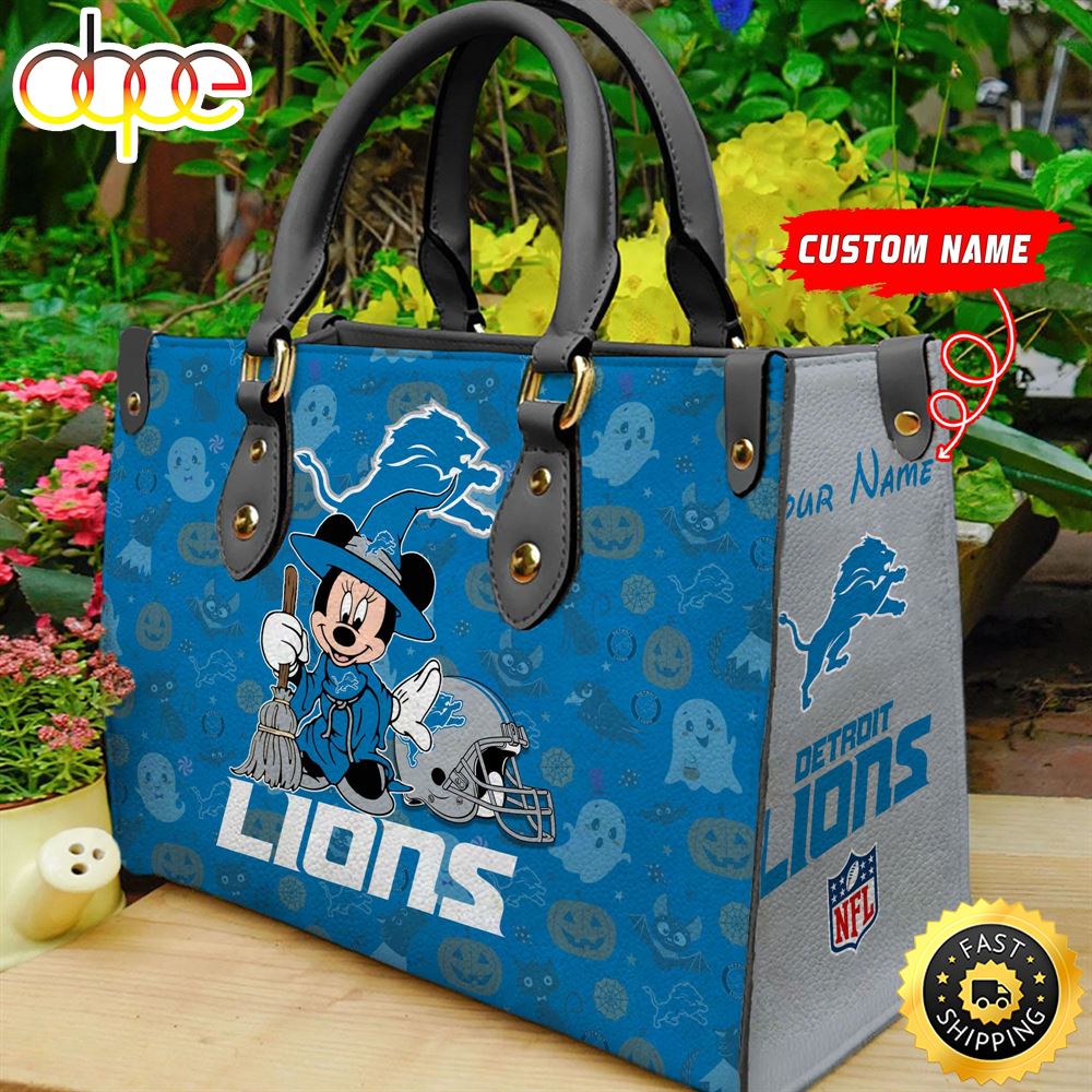 Sportswearmerch Detroit Lions NFL Minnie Women Leather Hand Bag For Fan