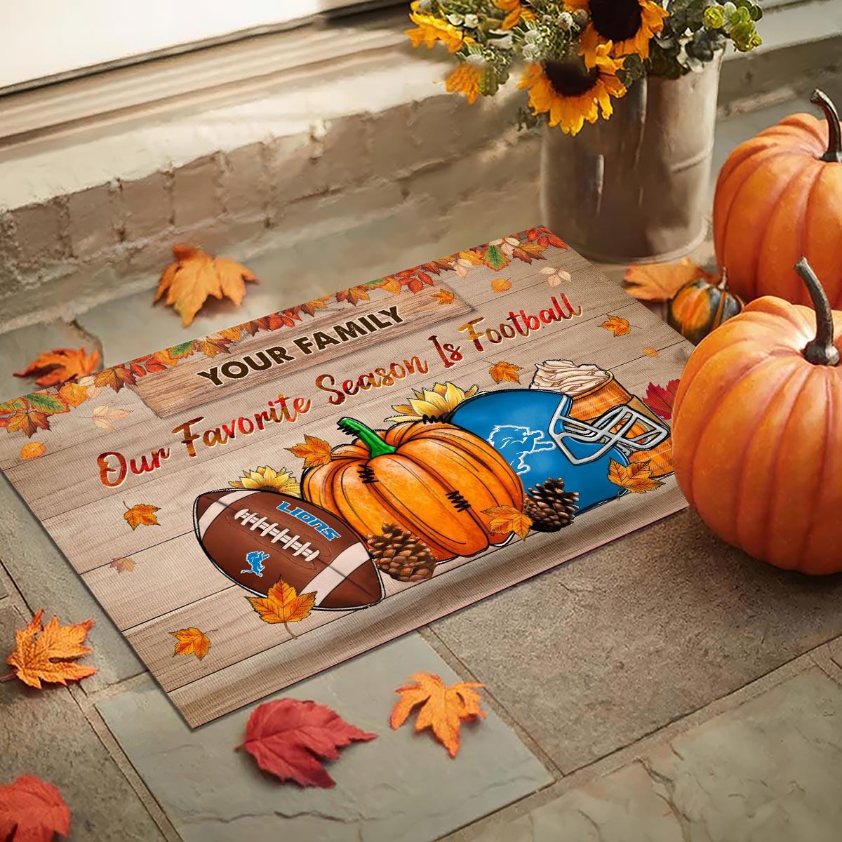 Sportswearmerch Detroit Lions NFL Our Favorite Season is Football Doormat For Fan