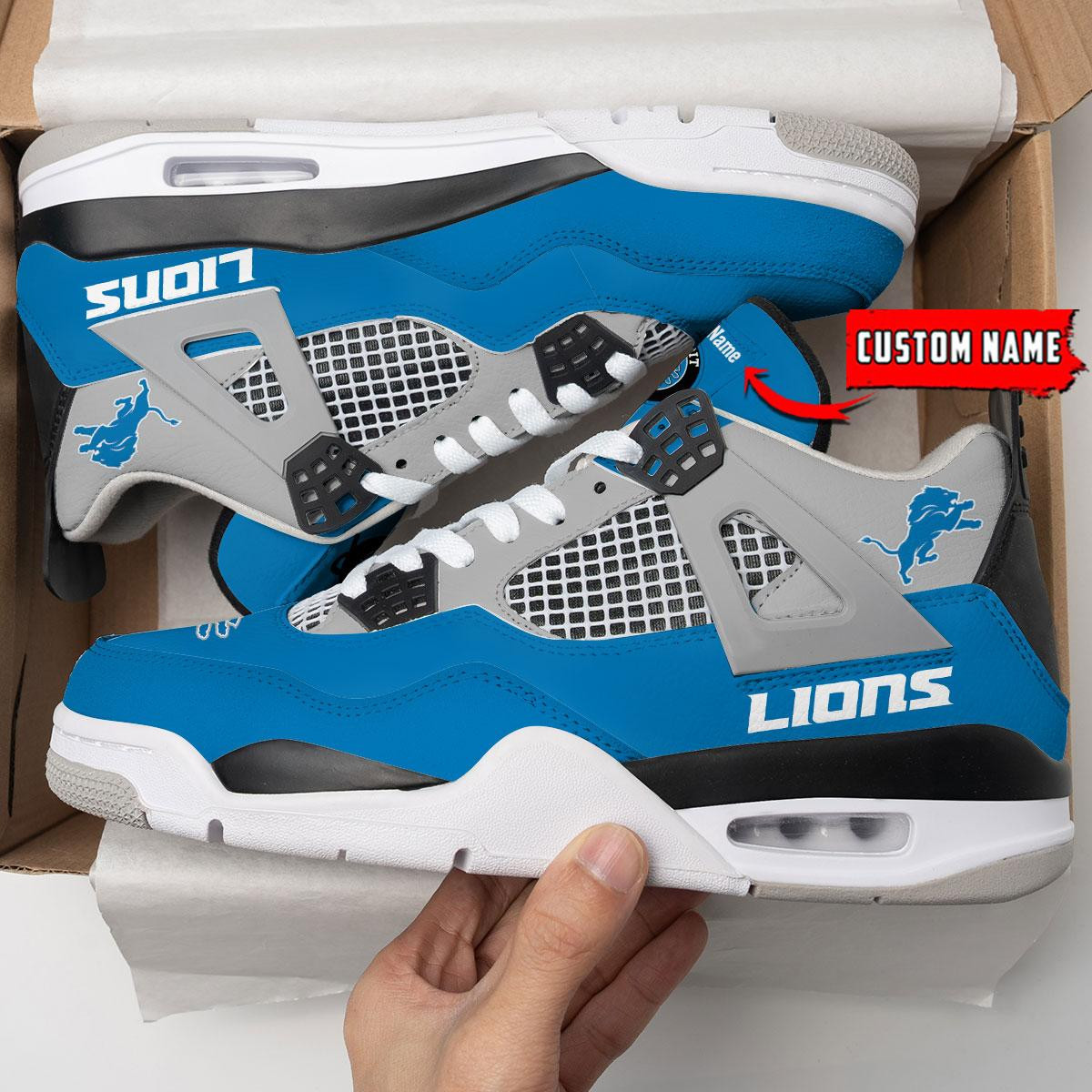 Sportswearmerch Detroit Lions NFL Personalized Air Jordan 4 SnAJ4 Sneakers Shoes For Men And Women