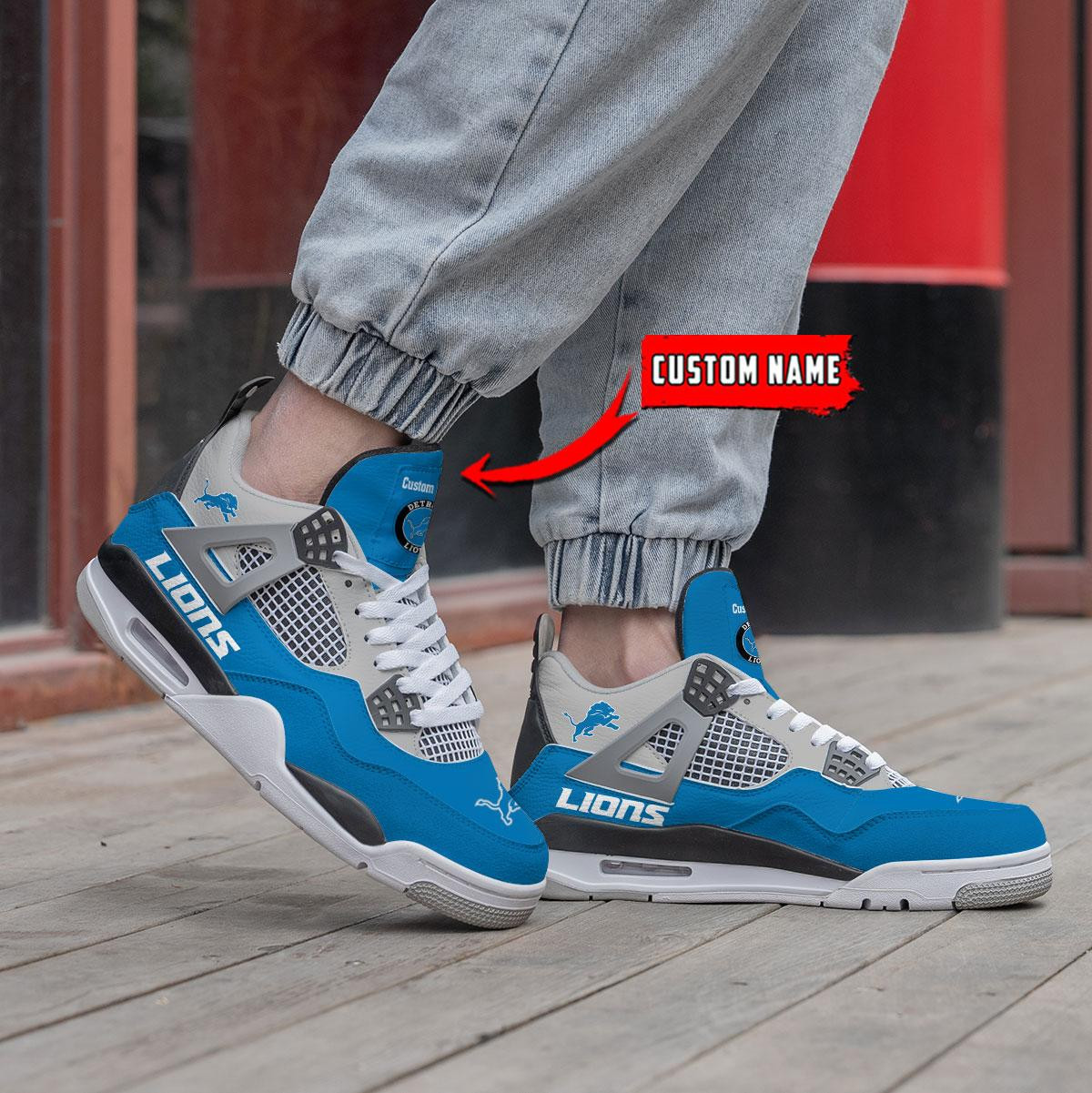 Sportswearmerch Detroit Lions NFL Personalized Air Jordan 4 SnAJ4 Sneakers Shoes For Men And Women