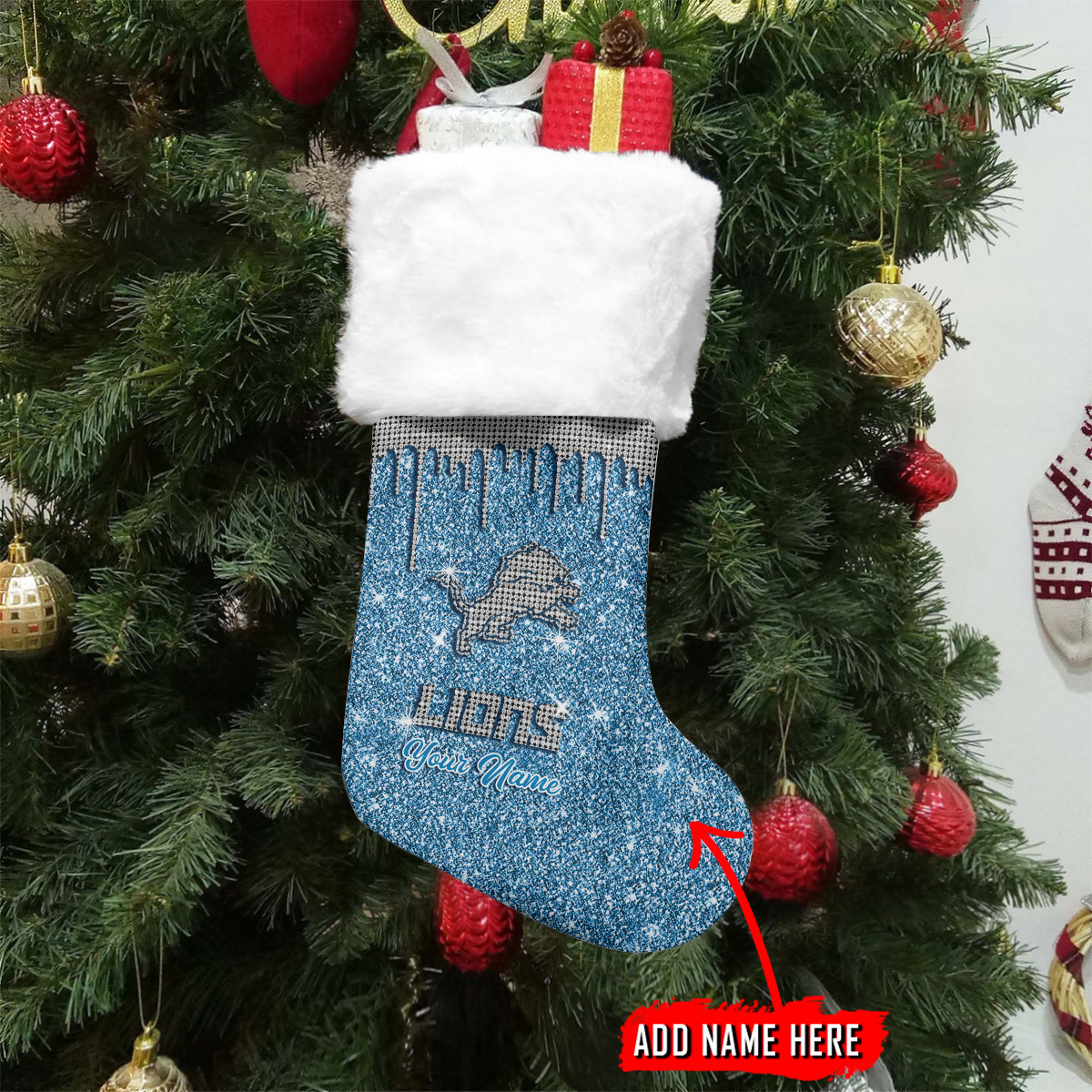 Sportswearmerch Detroit Lions NFL Personalized Christmas Socks For Fan