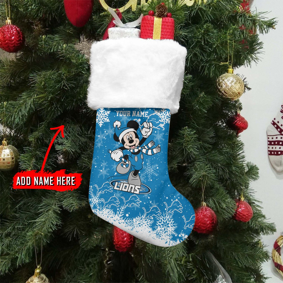 Sportswearmerch Detroit Lions NFL Personalized Christmas Socks For Fan