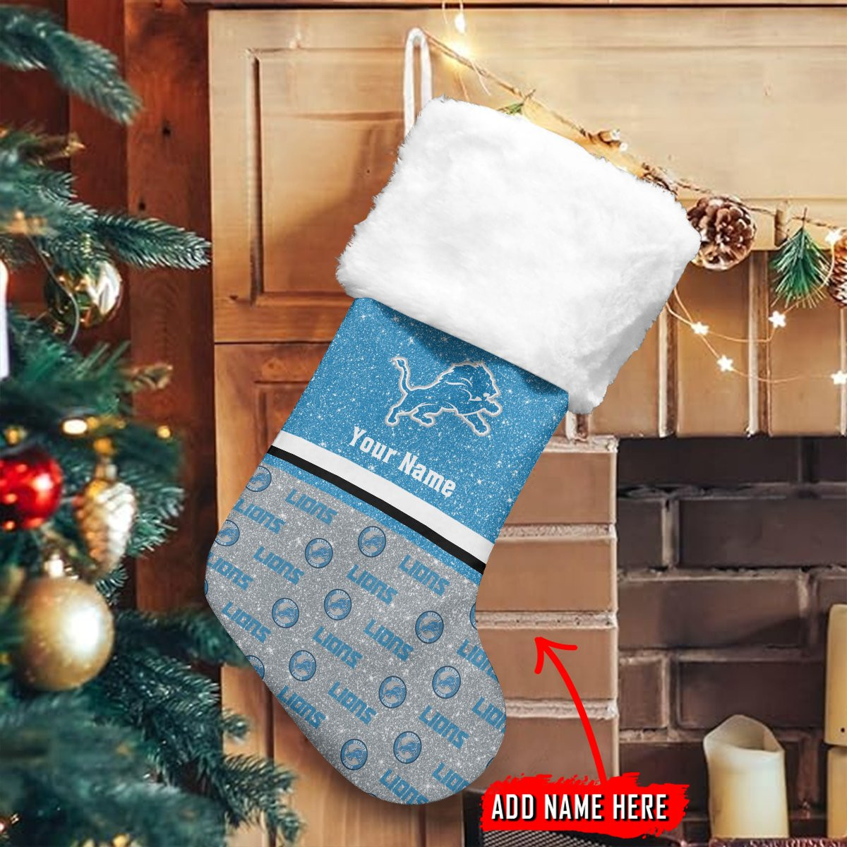 Sportswearmerch Detroit Lions NFL Personalized Christmas Socks For Fan