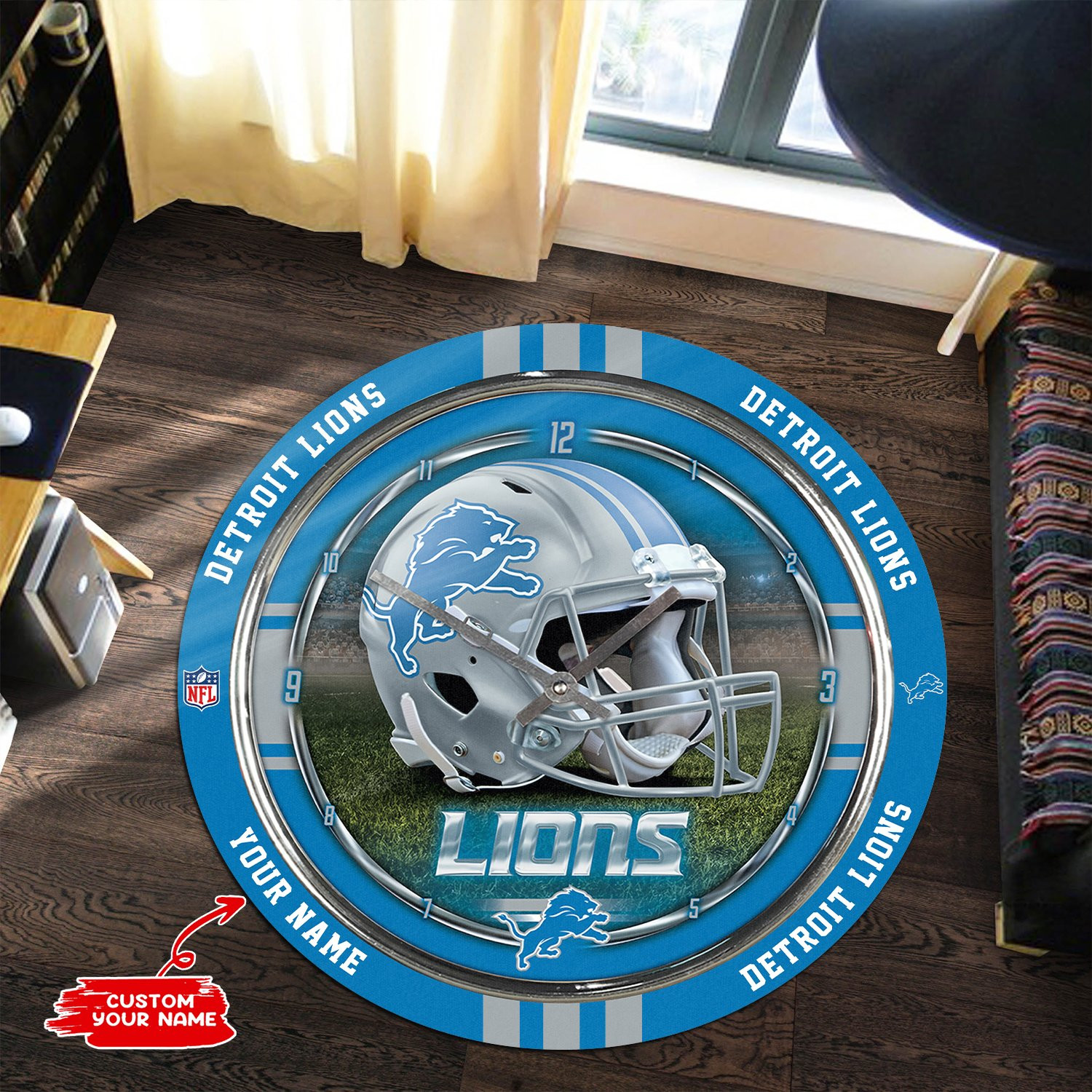 Sportswearmerch Detroit Lions NFL Personalized Round Rug For Fan
