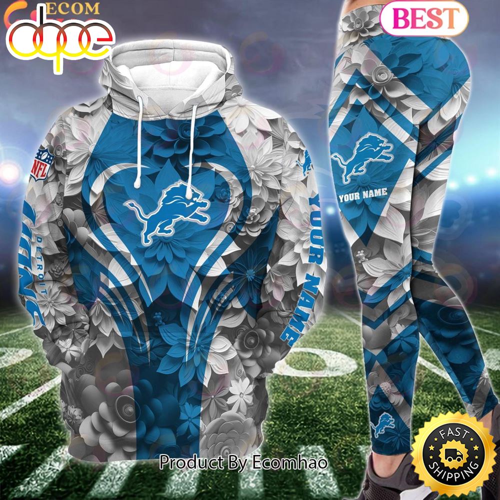 Sportswearmerch Detroit Lions NFL Special Flowers Design Hoodie And Leggings For Fan