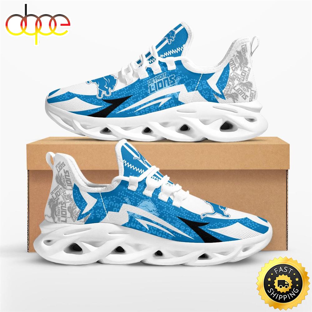 Sportswearmerch Detroit Lions NFL Symbol Geometric Pattern Max Soul Shoes Sneakers For Men And Women