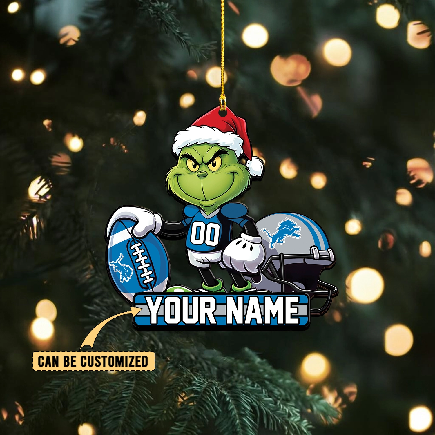 Sportswearmerch Detroit Lions NFL The Grinch x Christmas Acrylic Ornament Gift For Fan