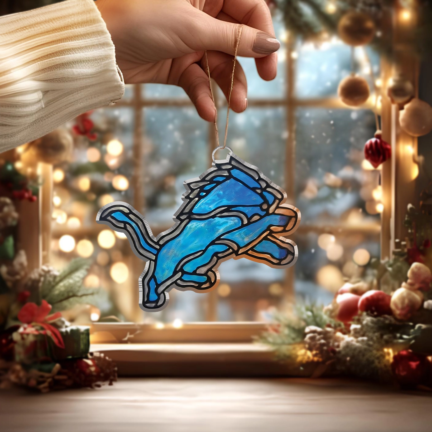 Sportswearmerch Detroit Lions NFL x Christmas Acrylic Ornament Gift For Fans