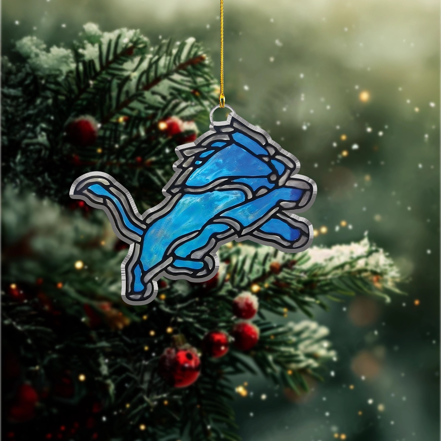 Sportswearmerch Detroit Lions NFL x Christmas Acrylic Ornament Gift For Fans