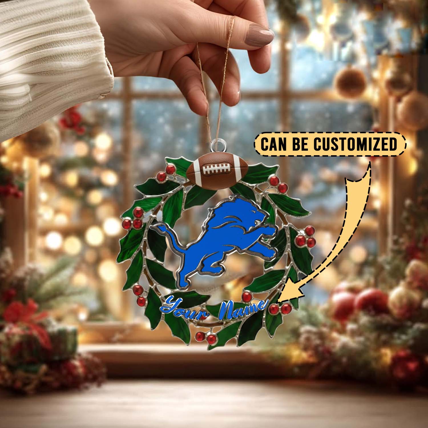 Sportswearmerch Detroit Lions NFL x Christmas Acrylic Ornament Gift For Fans