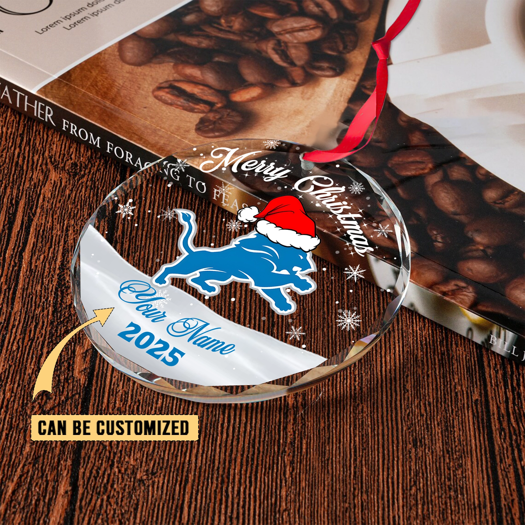 Sportswearmerch Detroit Lions NFL x Christmas Glass Ornament Gift For Fan
