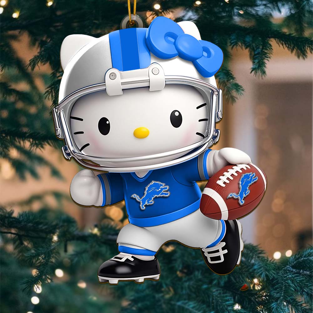 Sportswearmerch Detroit Lions NFL x Hello Kitty Personalized Acrylic Ornament Gift For Fans
