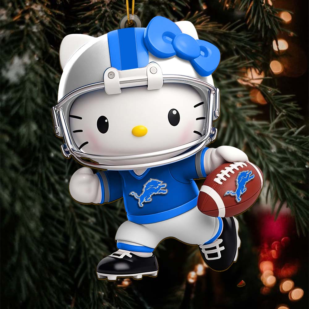Sportswearmerch Detroit Lions NFL x Hello Kitty Personalized Acrylic Ornament Gift For Fans