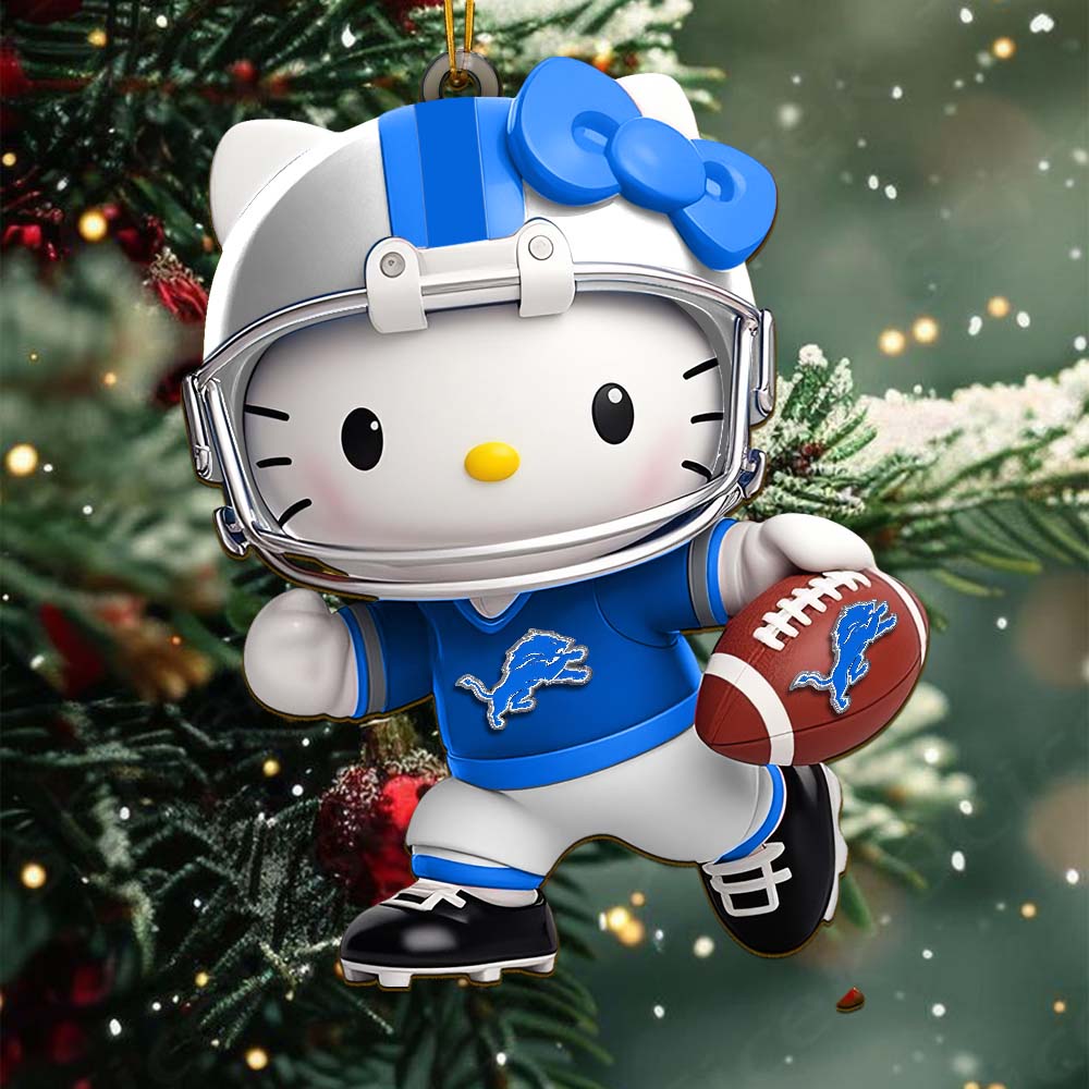 Sportswearmerch Detroit Lions NFL x Hello Kitty Personalized Acrylic Ornament Gift For Fans