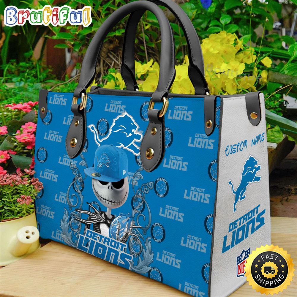 Sportswearmerch Detroit Lions NFL x Jack Skellington Women Leather Bag For Fan