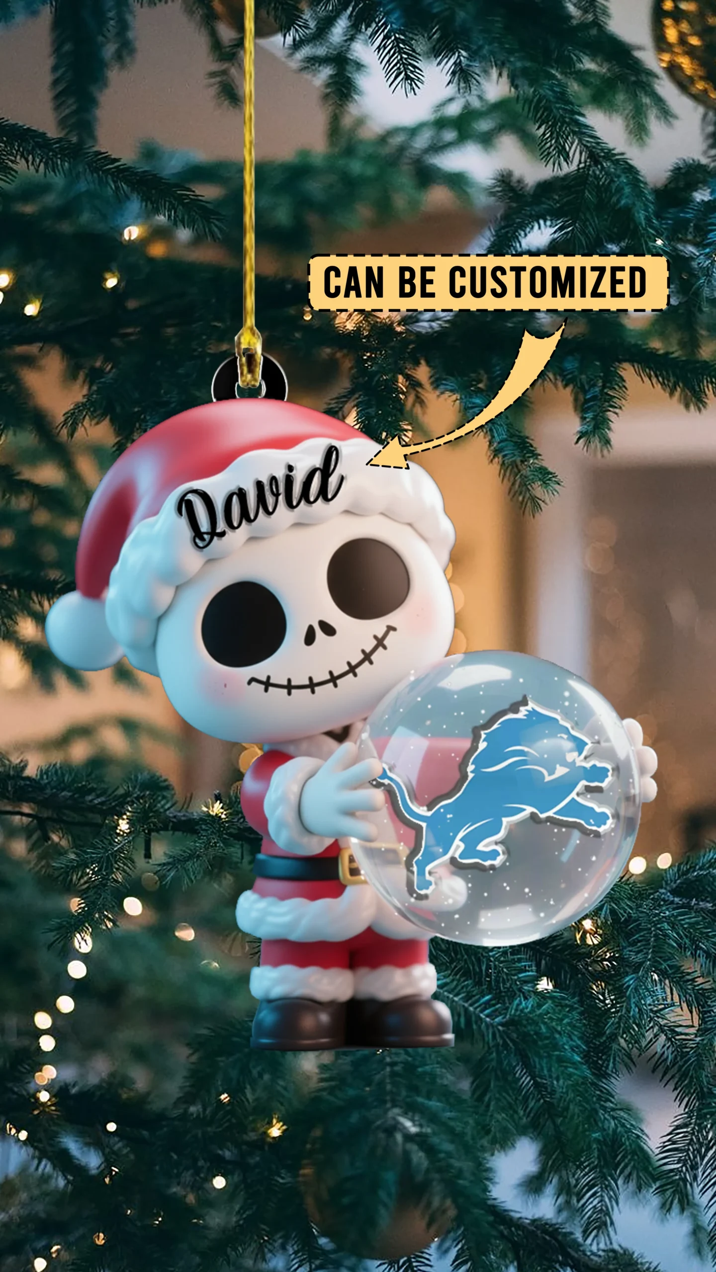 Sportswearmerch Detroit Lions NFL x The Nightmare Before Christmas Acrylic Ornament Gift For Fans