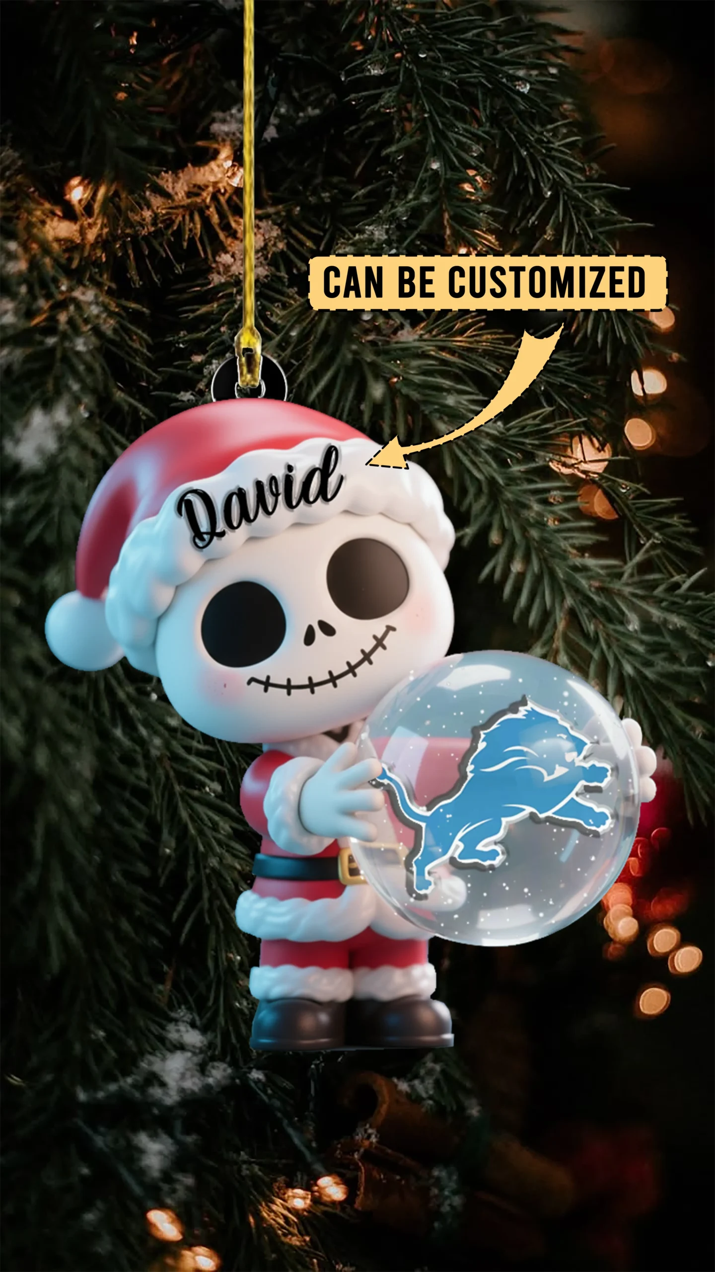 Sportswearmerch Detroit Lions NFL x The Nightmare Before Christmas Acrylic Ornament Gift For Fans