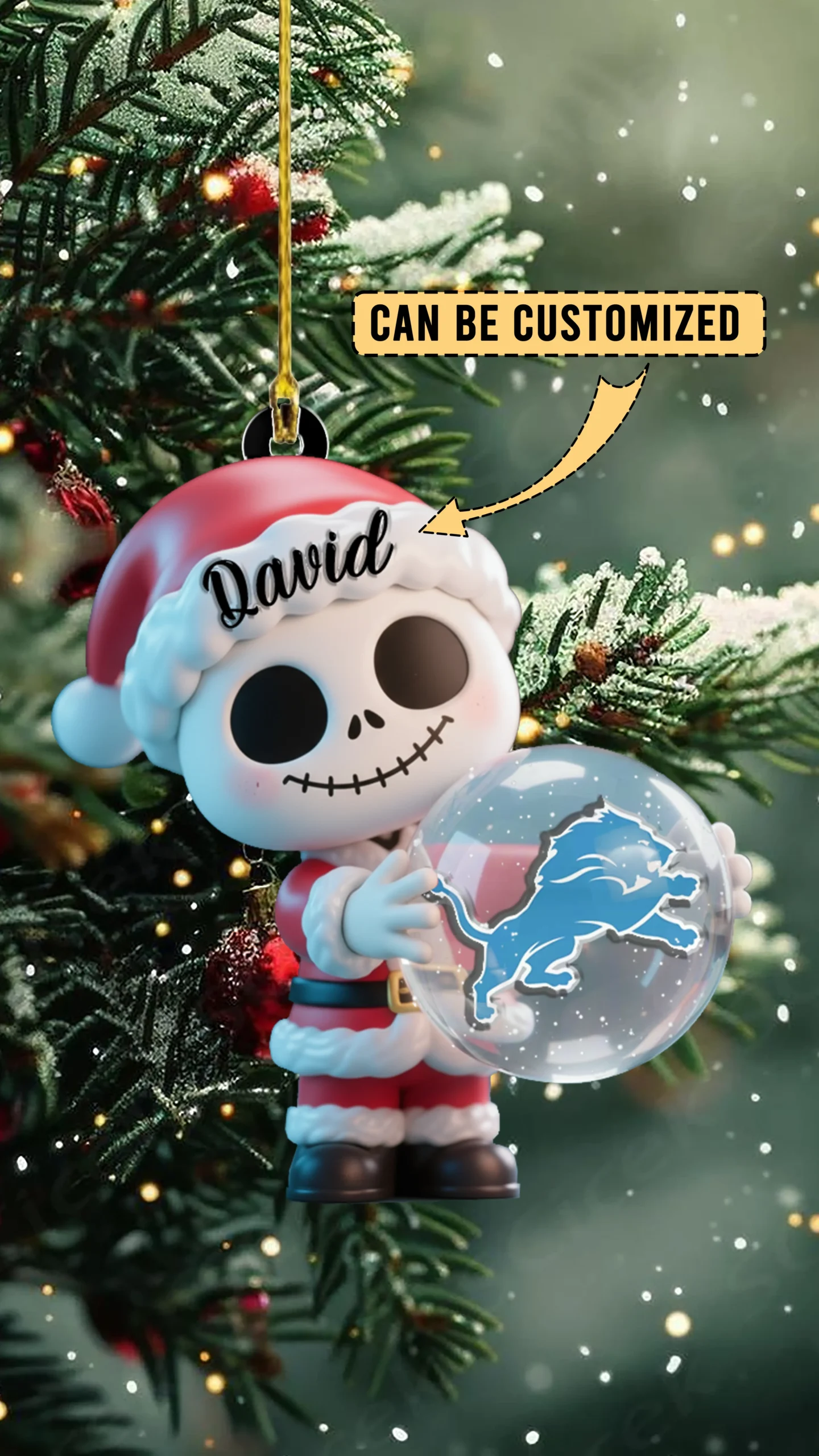 Sportswearmerch Detroit Lions NFL x The Nightmare Before Christmas Acrylic Ornament Gift For Fans