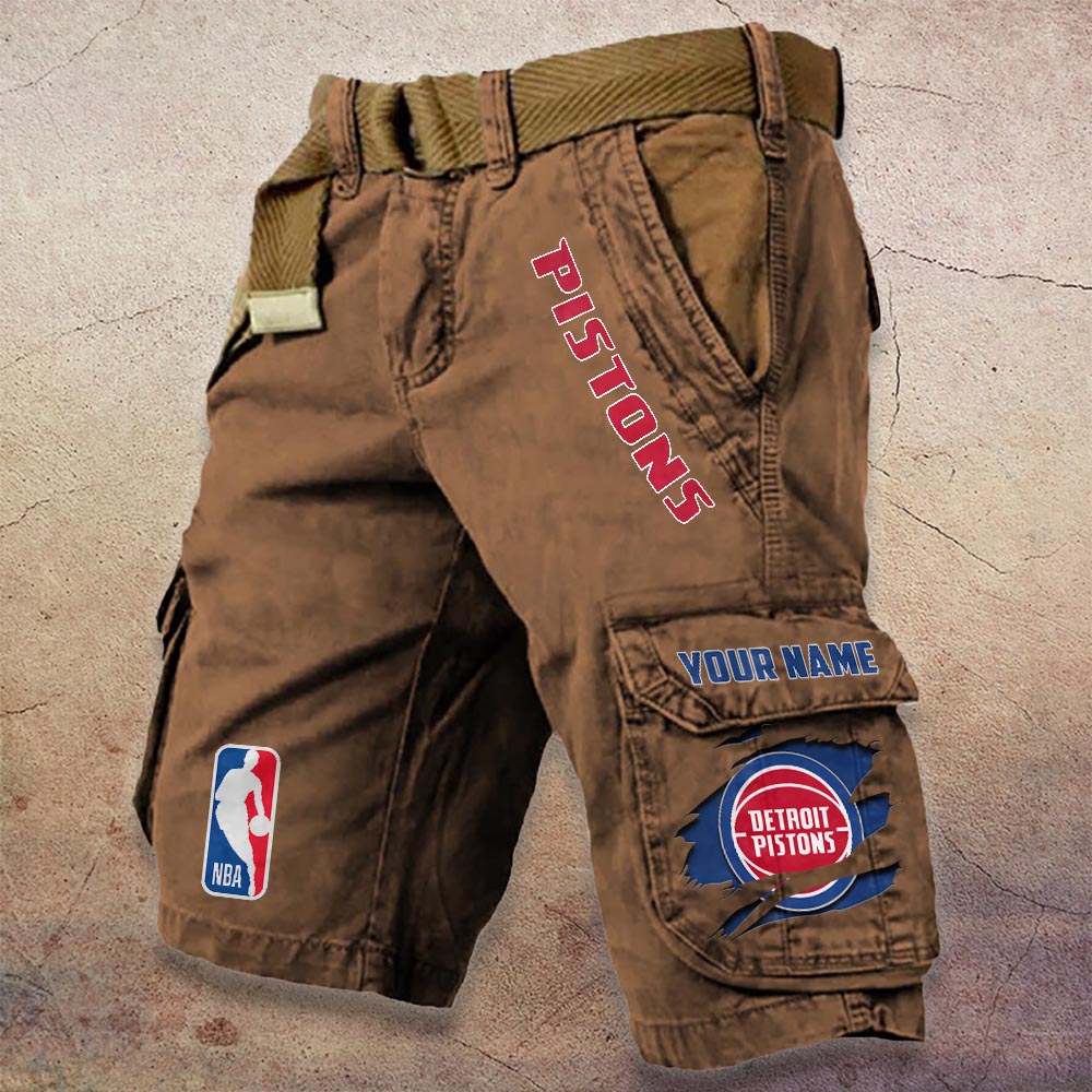 Sportswearmerch Detroit Pistons NBA Denim Short For Fan