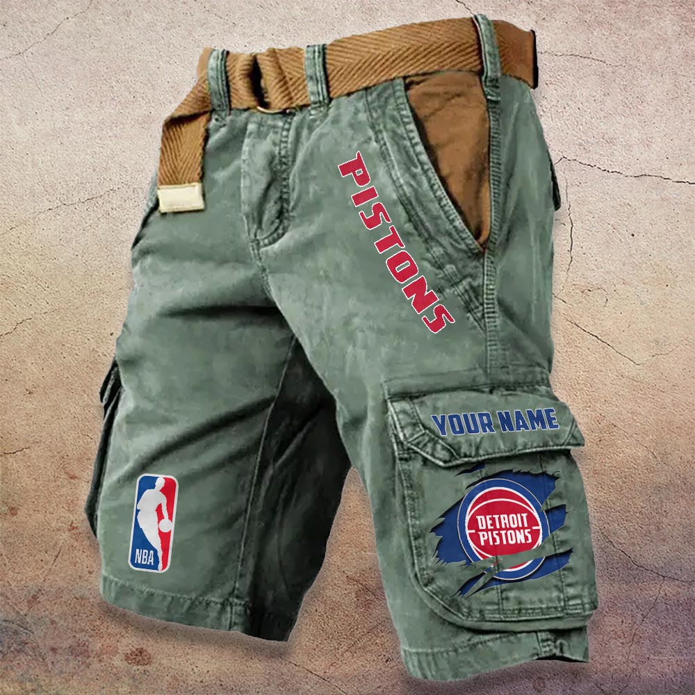 Sportswearmerch Detroit Pistons NBA Denim Short For Fan