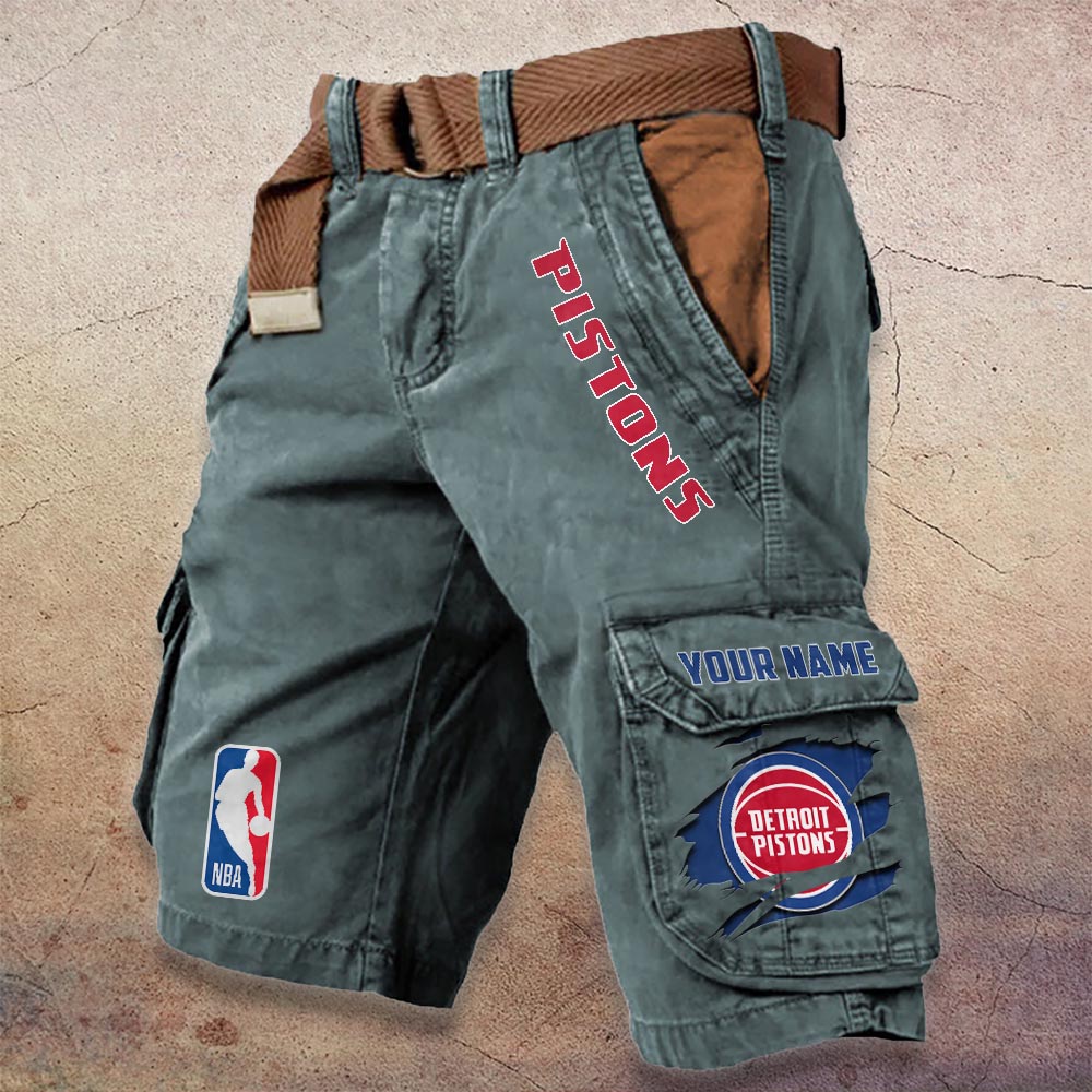 Sportswearmerch Detroit Pistons NBA Denim Short For Fan