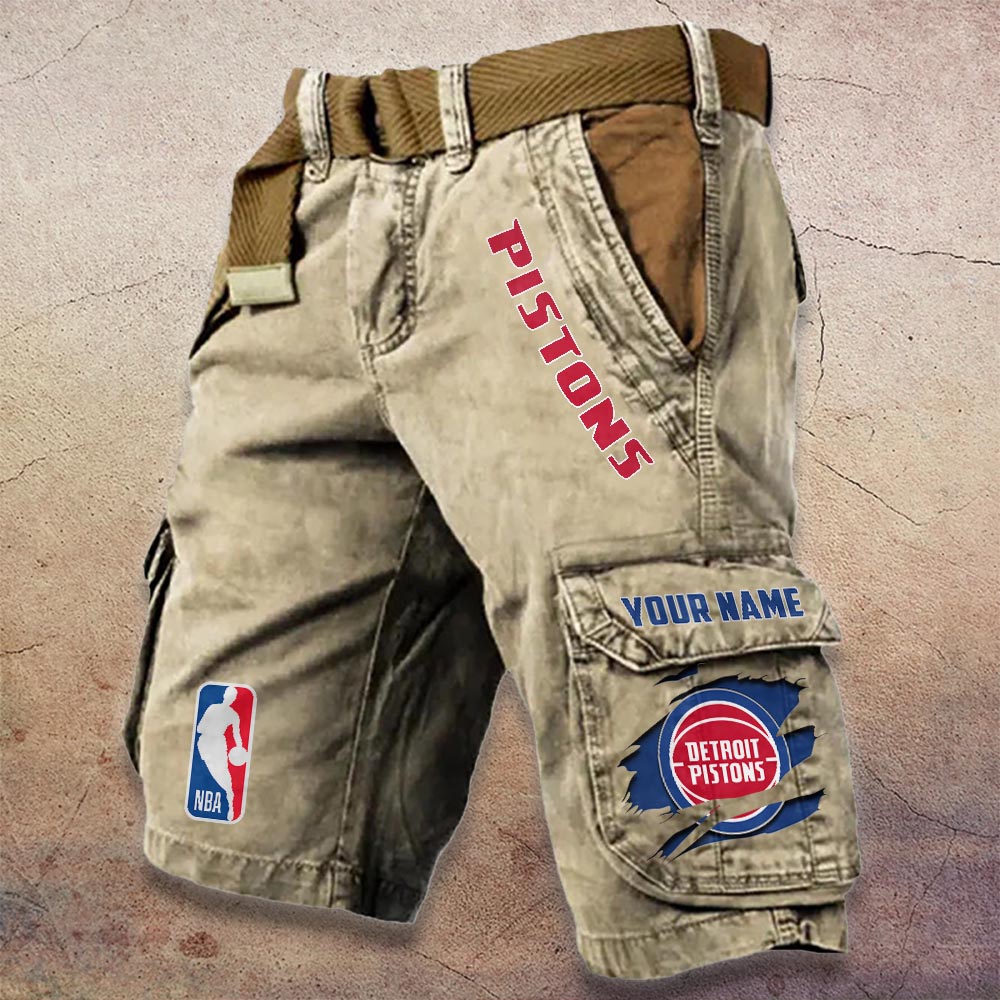 Sportswearmerch Detroit Pistons NBA Denim Short For Fan
