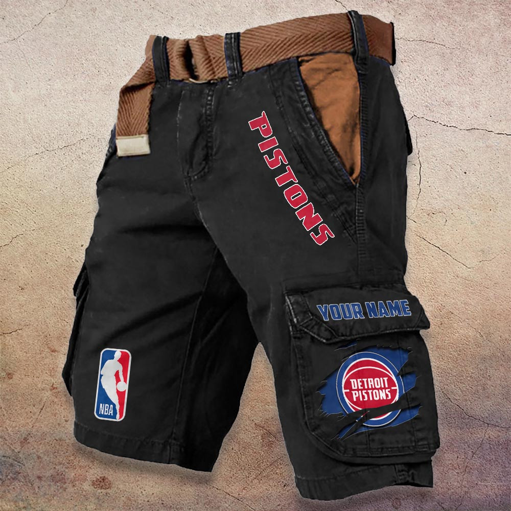 Sportswearmerch Detroit Pistons NBA Denim Short For Fan