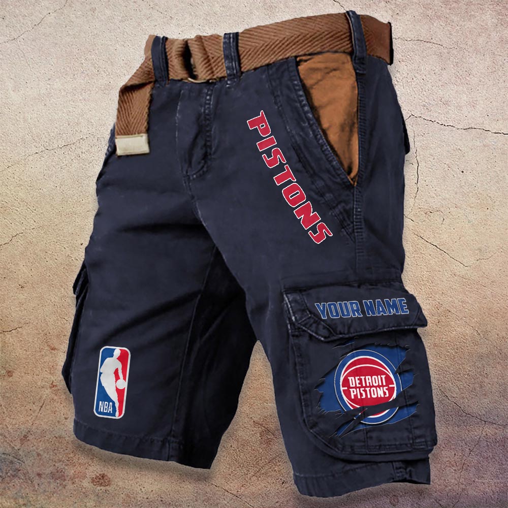 Sportswearmerch Detroit Pistons NBA Denim Short For Fan