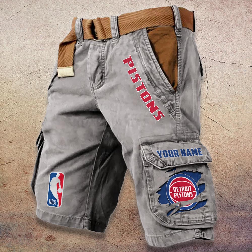 Sportswearmerch Detroit Pistons NBA Denim Short For Fan