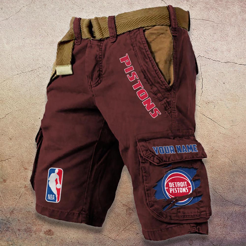 Sportswearmerch Detroit Pistons NBA Denim Short For Fan