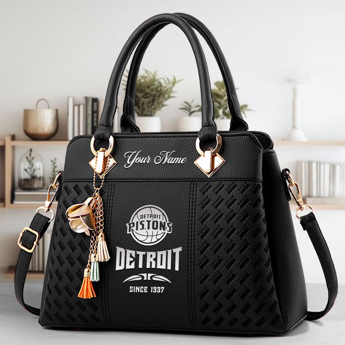 Sportswearmerch Detroit Pistons NBA Zip Leather Handbag For Fan