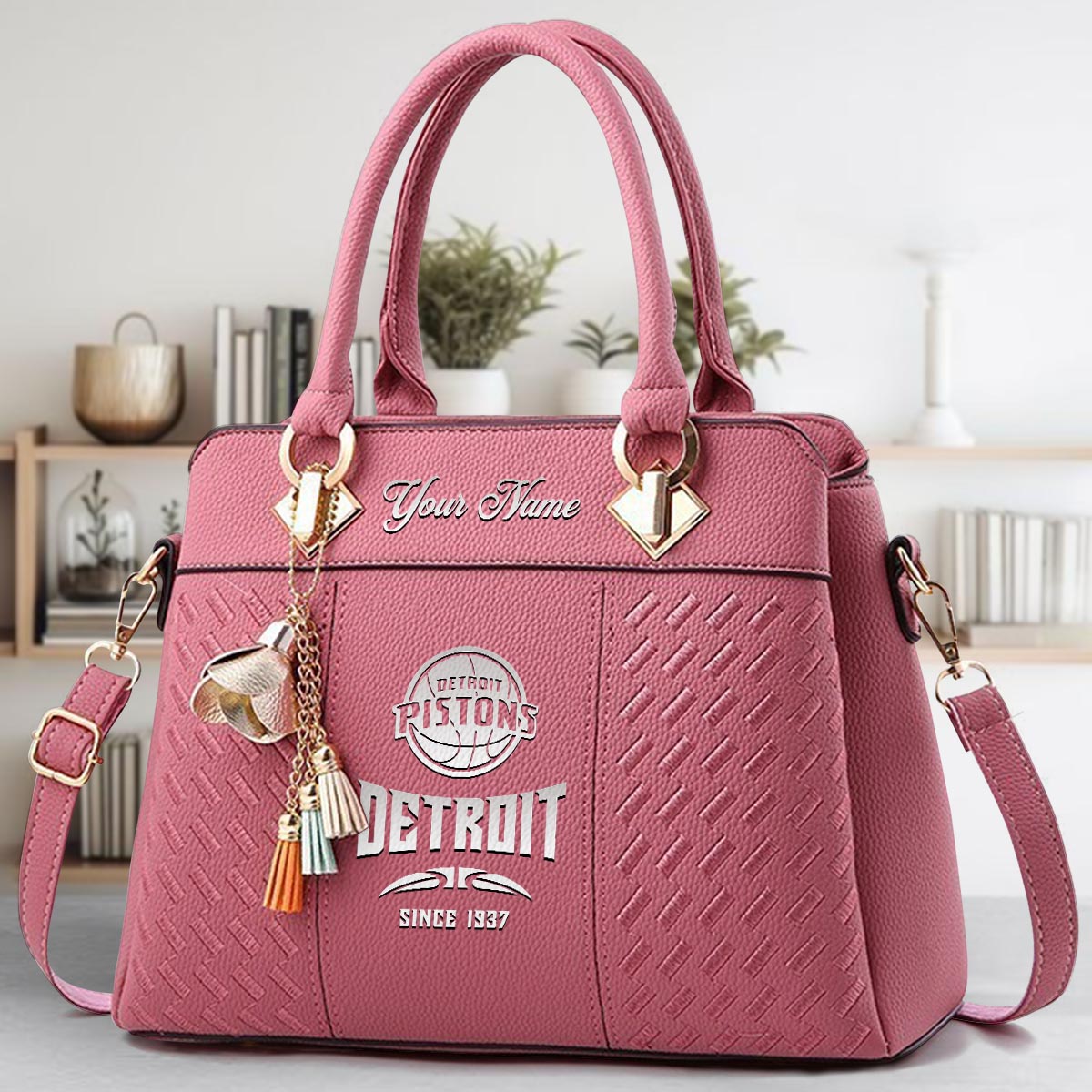 Sportswearmerch Detroit Pistons NBA Zip Leather Handbag For Fan