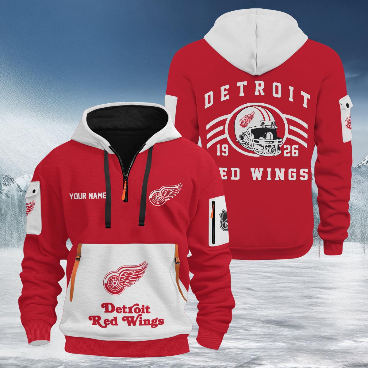 Sportswearmerch Detroit Red Wings NHL Half Zip Hoodie Personalized For Fan
