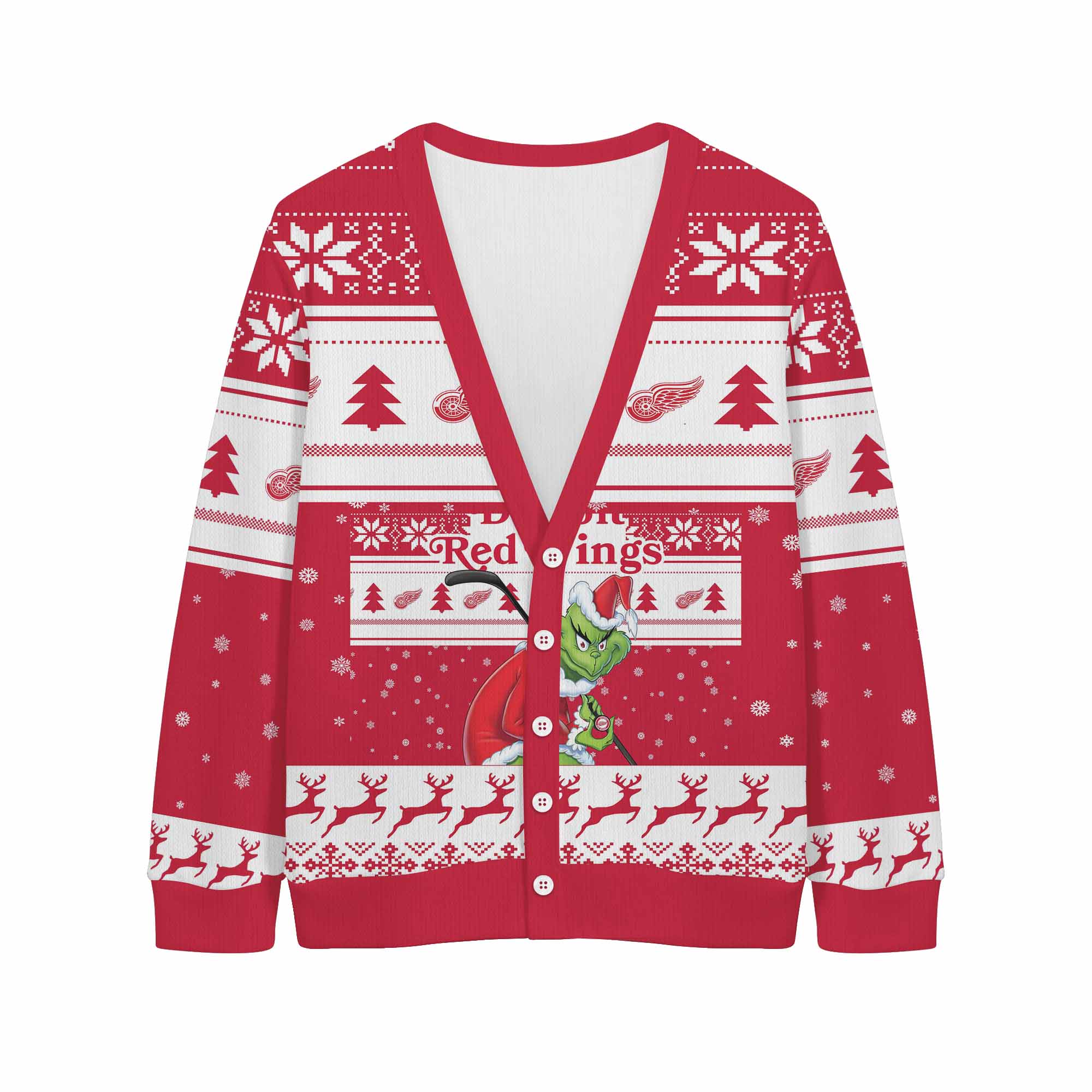 Sportswearmerch Detroit Red Wings NHL x Grinch Christmas Cardigan For Fan