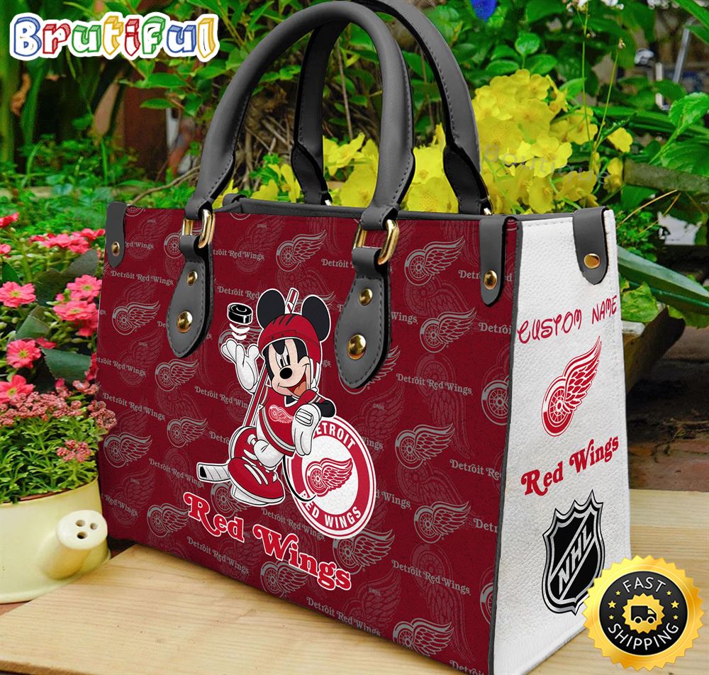 Sportswearmerch Detroit Red Wings NHL x Mickey Leather Handbag For Fan