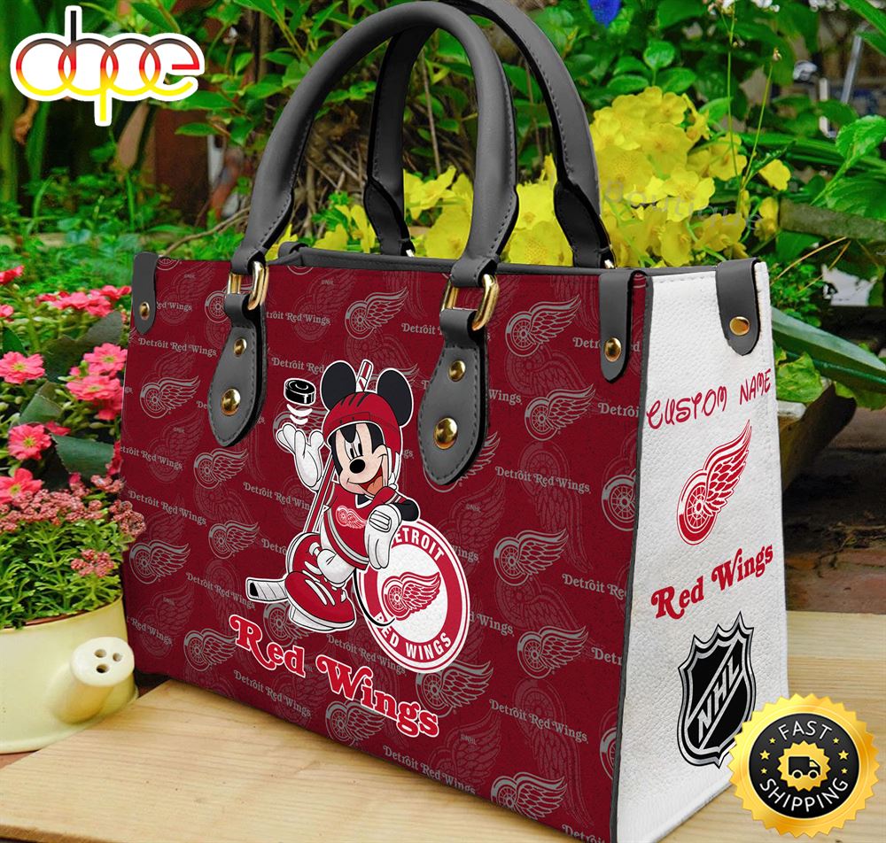 Sportswearmerch Detroit Red Wings NHL x Mickey Women Leather Hand Bag For Fan