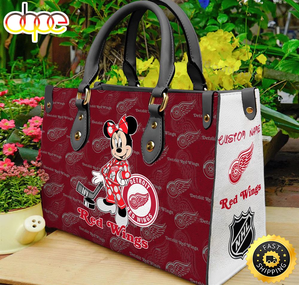 Sportswearmerch Detroit Red Wings NHL x Minnie Women Leather Hand Bag For Fan