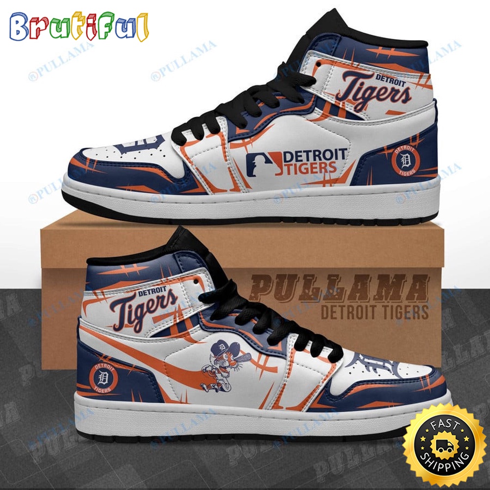 Sportswearmerch Detroit Tigers MLB AJ1 High Sneakers Shoes For Men And Women
