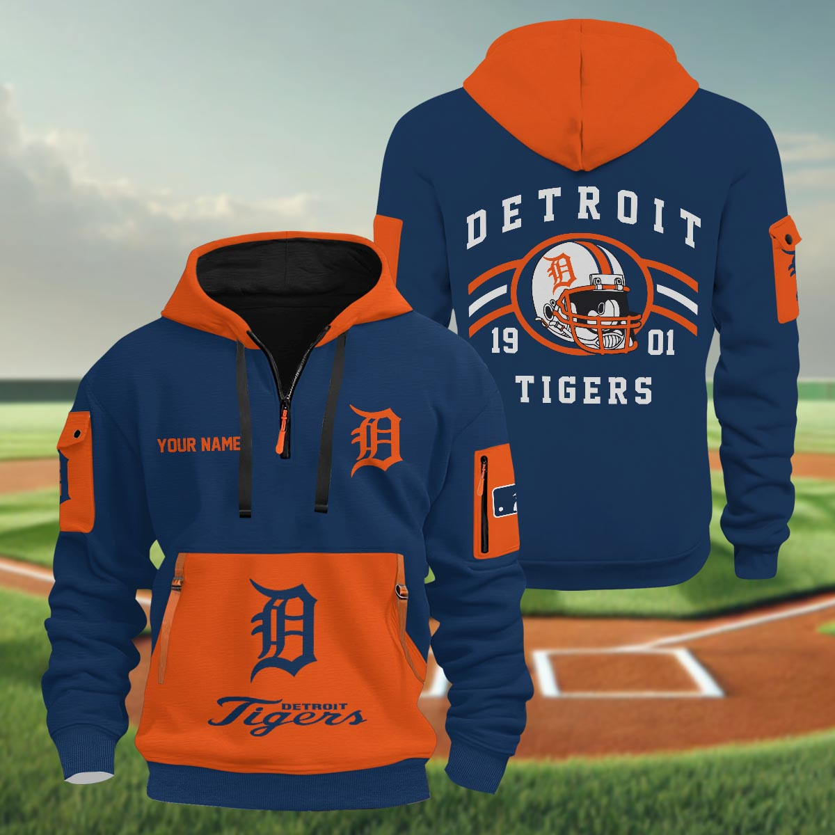 Sportswearmerch Detroit Tigers MLB Half Zip Hoodie Personalized For Fan