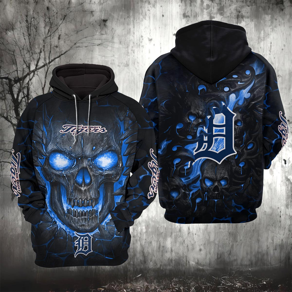 Sportswearmerch Detroit Tigers MLB Lava Skull Hoodie For Fan