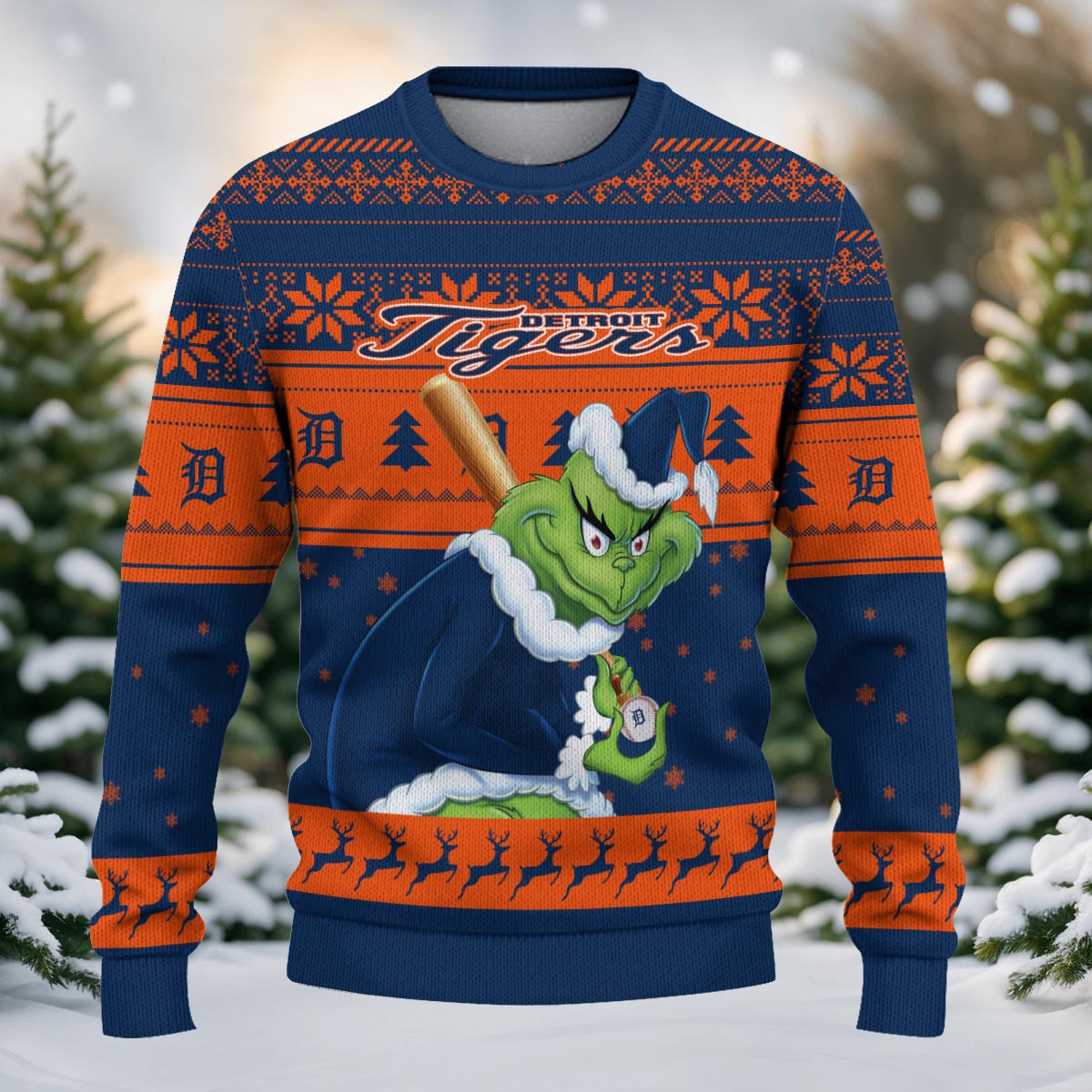 Sportswearmerch Detroit Tigers MLB x Grinch Christmas Ugly Sweater For Fans