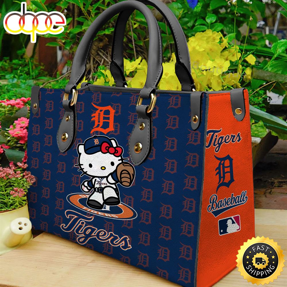 Sportswearmerch Detroit Tigers MLB x Kitty Women Leather Hand Bag For Fan