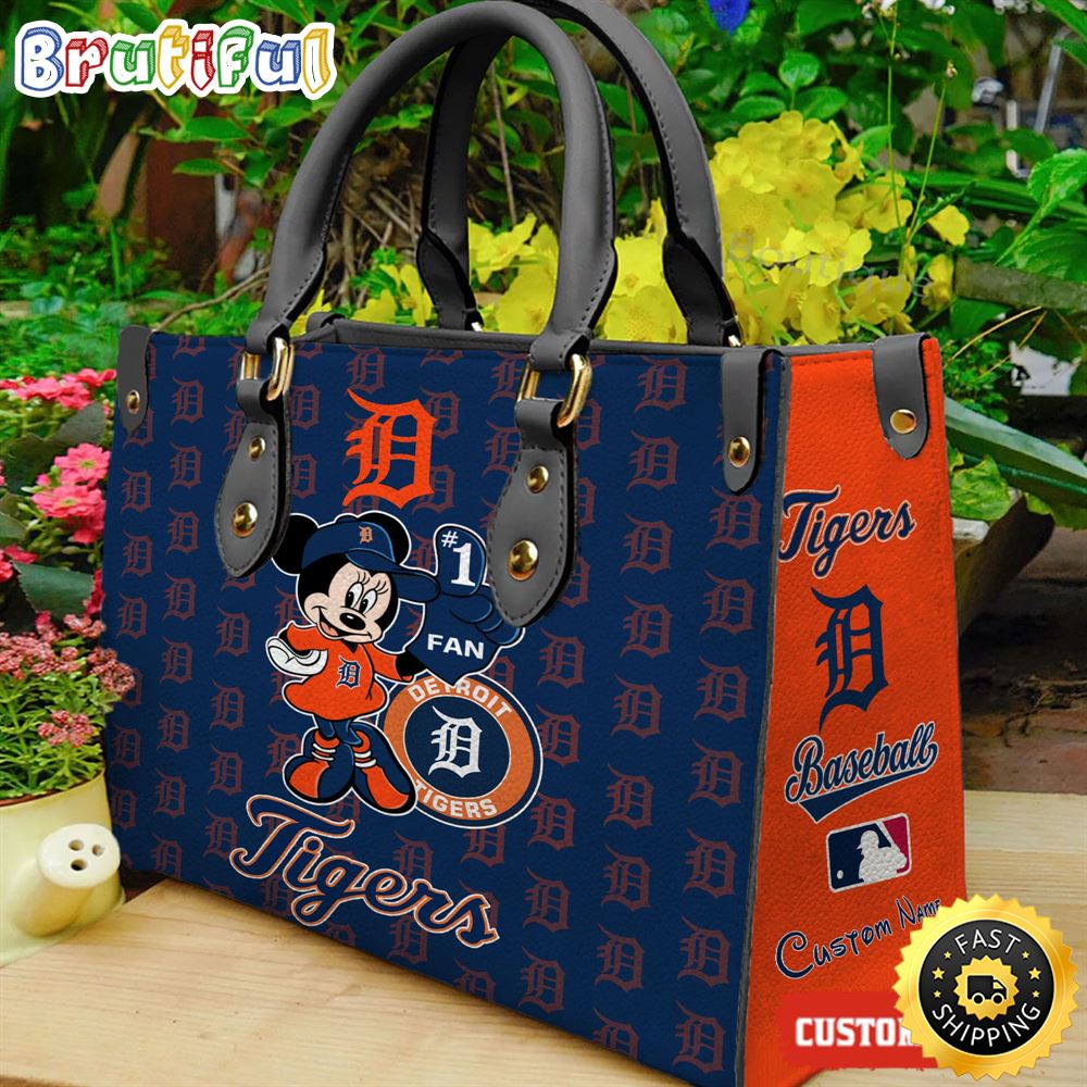 Sportswearmerch Detroit Tigers MLB x Minnie Leather Handbag For Fan