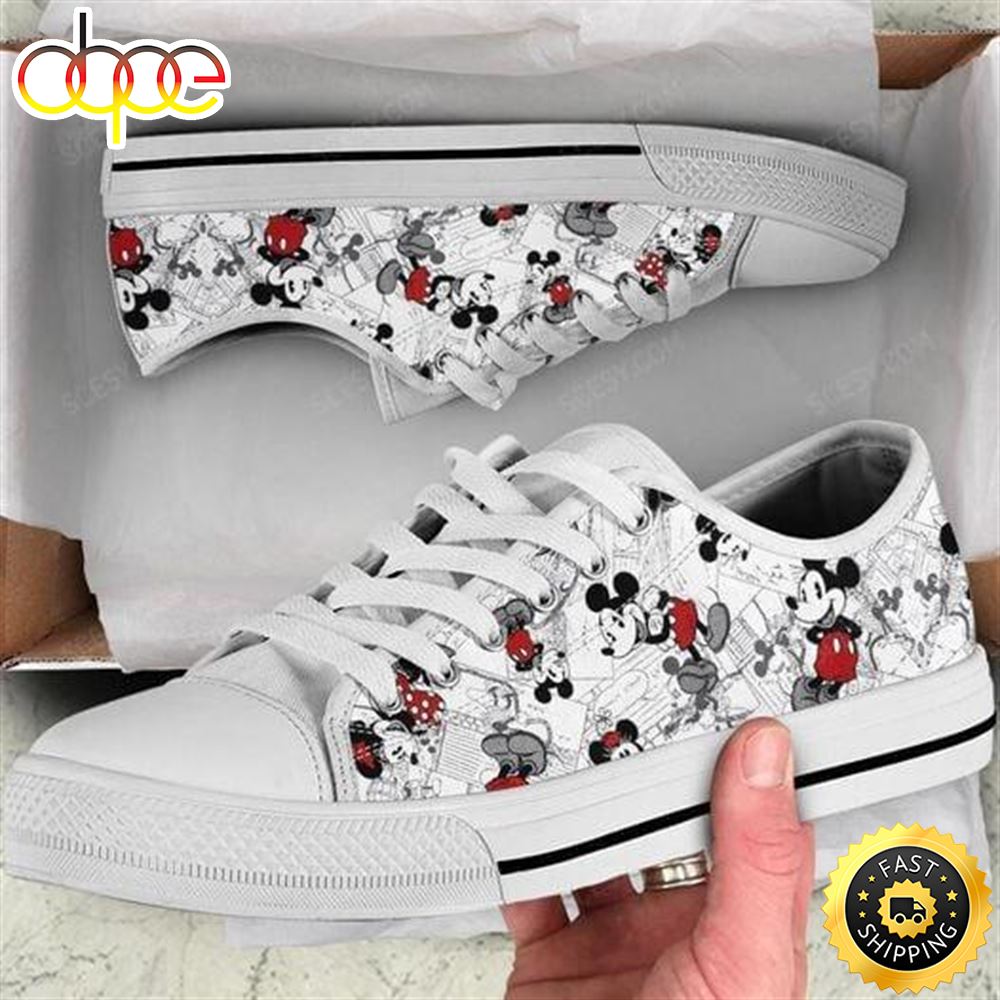 Sportswearmerch Disney Mickey Mouse Low Top Canvas Sneakers Shoes For Men And Women