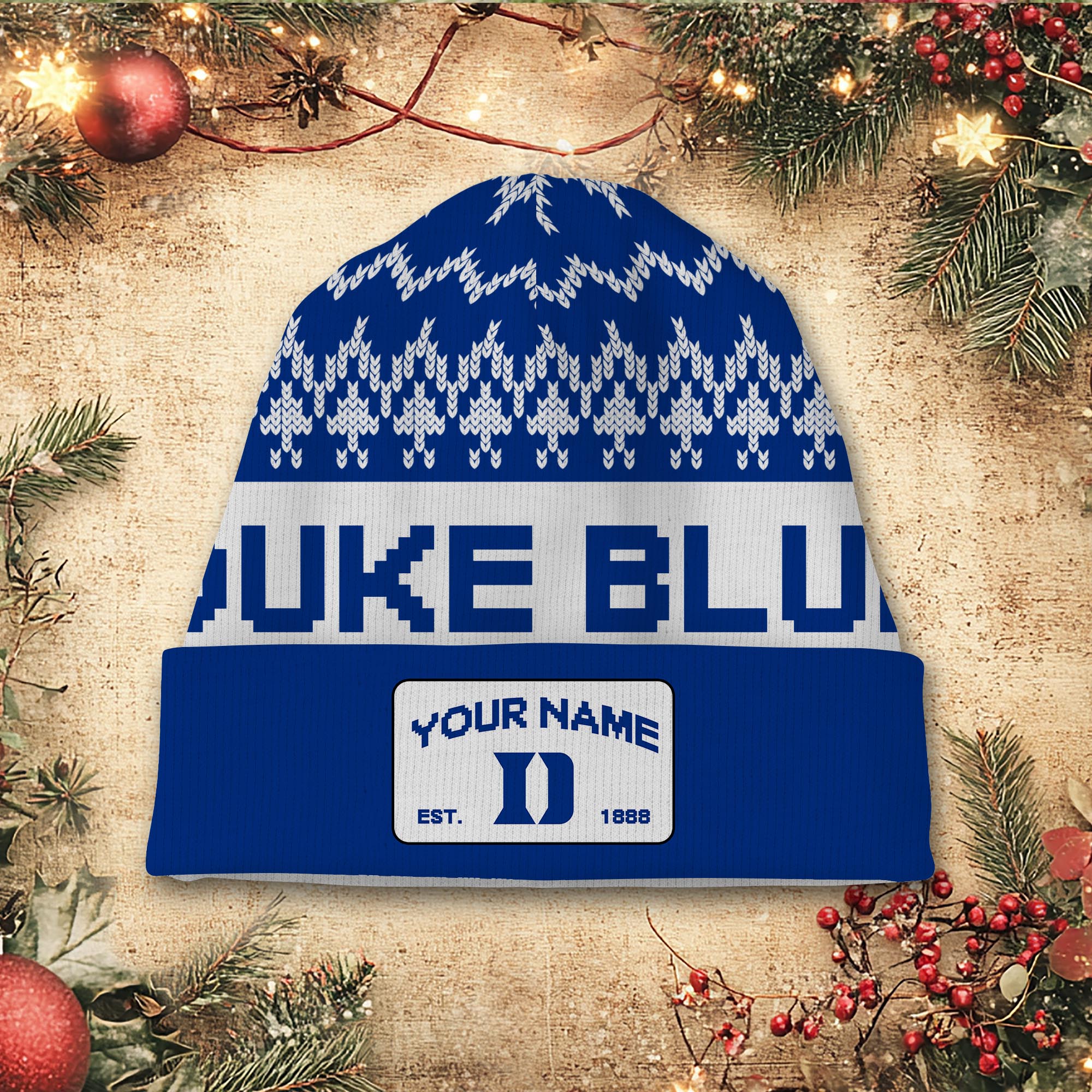 Sportswearmerch Duke Blue Devils NCAA Christmas Beanie Hat For Fan