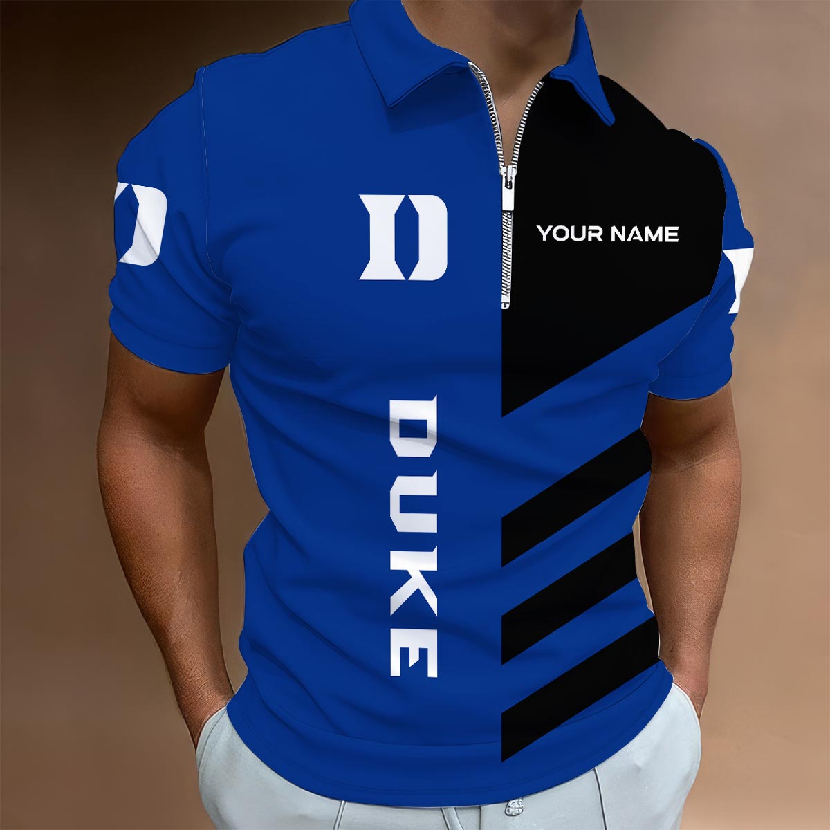 Sportswearmerch Duke Blue Devils NCAA Lapel Zip Polo Shirt For Fan